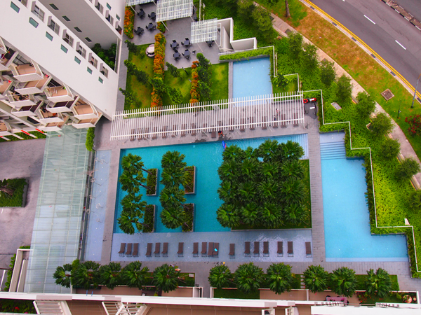 View of the pool from the 19th floor