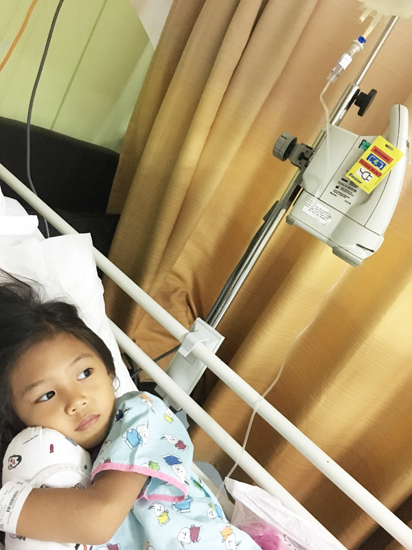 I missed my chatty, noisy, bossy girl: all quiet staring at the TV while the IV dripped on