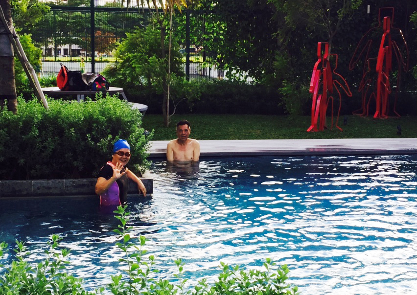 Grandpa and Grandma jumped in the pool...