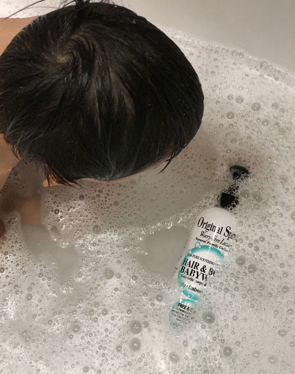 Enjoying daily bubble baths with the Babywash in the tubs in our AirBnB apartment