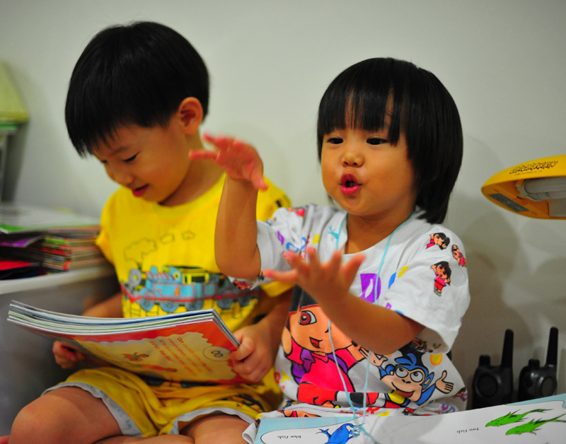 Reading to Mama
