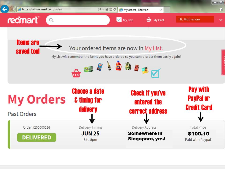 What happens after check-out: payment, choose a delivery timing and wait for items to be delivered!