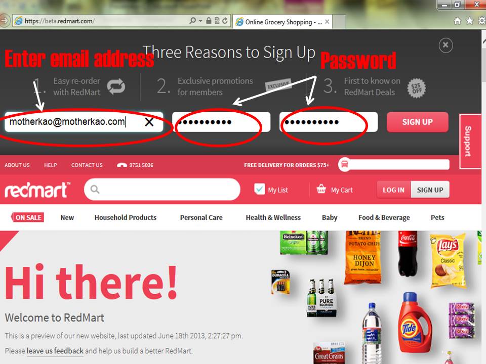 Redmart Sign up
