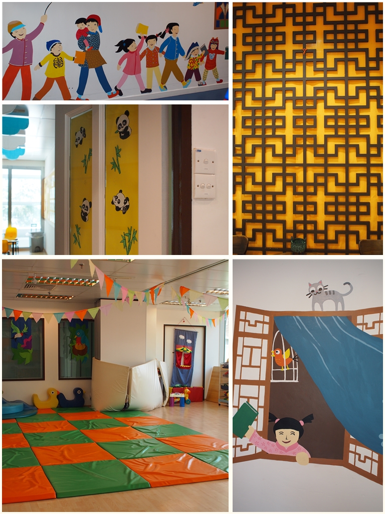 A very bright and cheery learning environment that highlights the richness of the Chinese culture