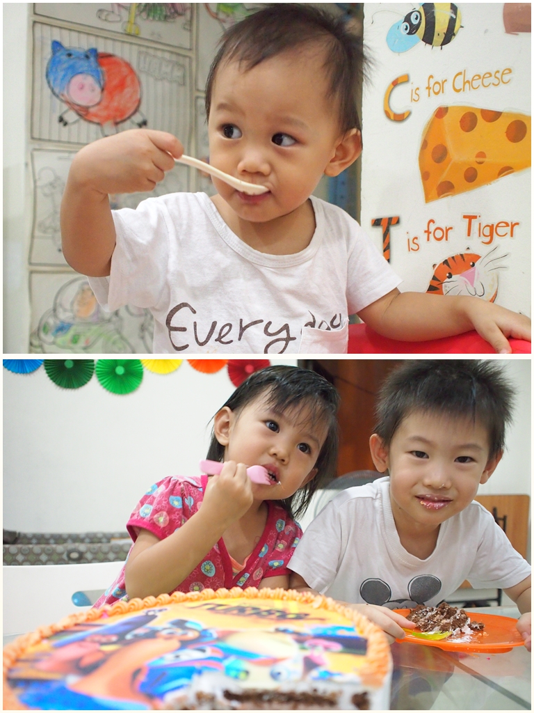 Enjoying cake
