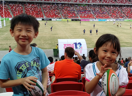 At the new Sports Hub watching World Club 10s Rugby