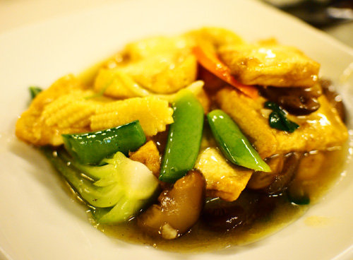 Luohan Chye: tofu, taupok, mushrooms and small bok choy ($9.90)