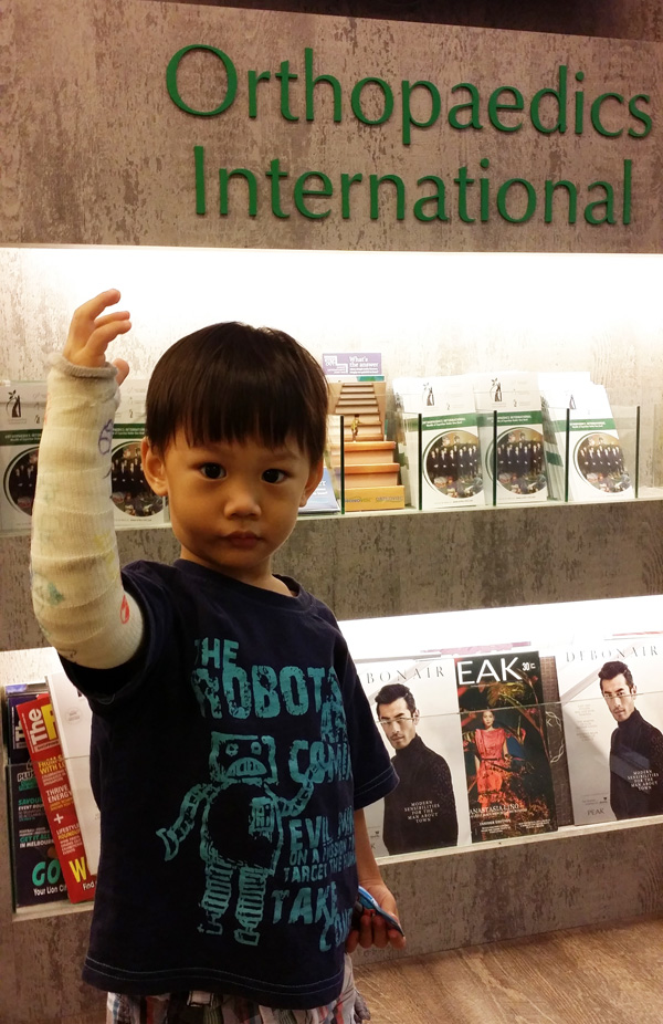 I said, "Nat, this is the last time you're gonna lift up your arm with the cast, k?" and he looked like he couldn't part with it.