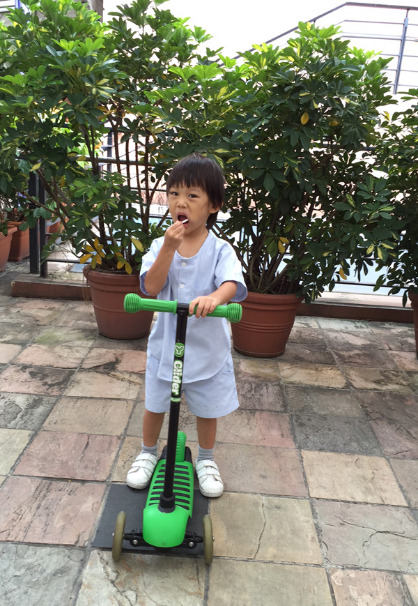 Every day he needs to be with his scooter. And we have to lug it everywhere for him, or risk a meltdown