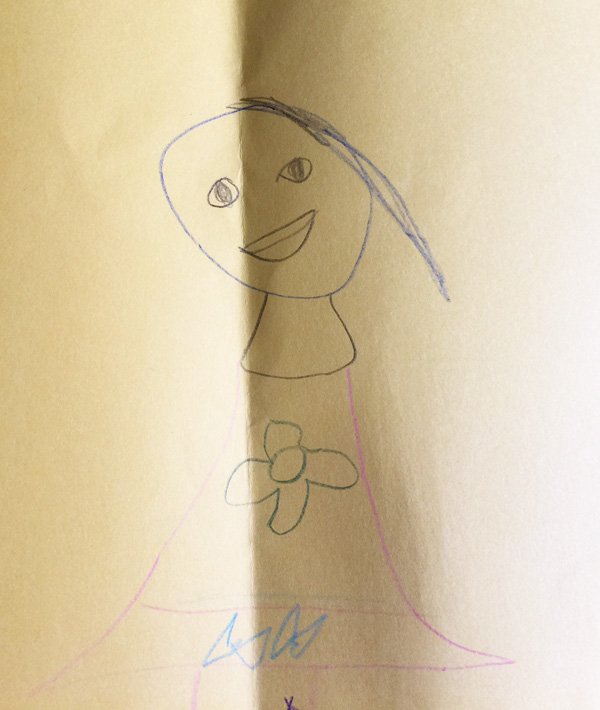 Happy Birthday to Mama, Becks says, and she drew me like 5 of these girls on a card,"because that's you, Mama!".