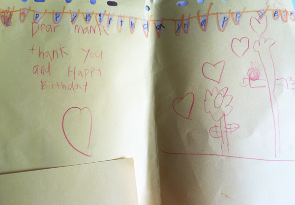 Ben writes me many sweet notes, while Nat draws me eggs (his favourite shape right now)