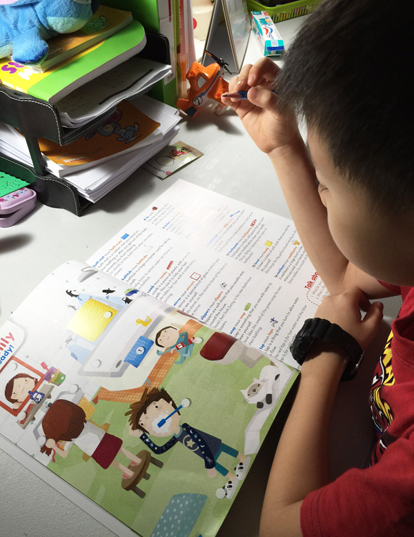 Then reading the definitions and filling the numbers into the blank bubbles