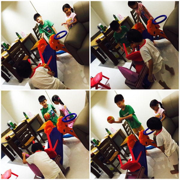 Making some obstacle course-ball-sliding down-but-won't-make-too-much-of-a-din-and-mama-will-be-happy kind of thing 'play'